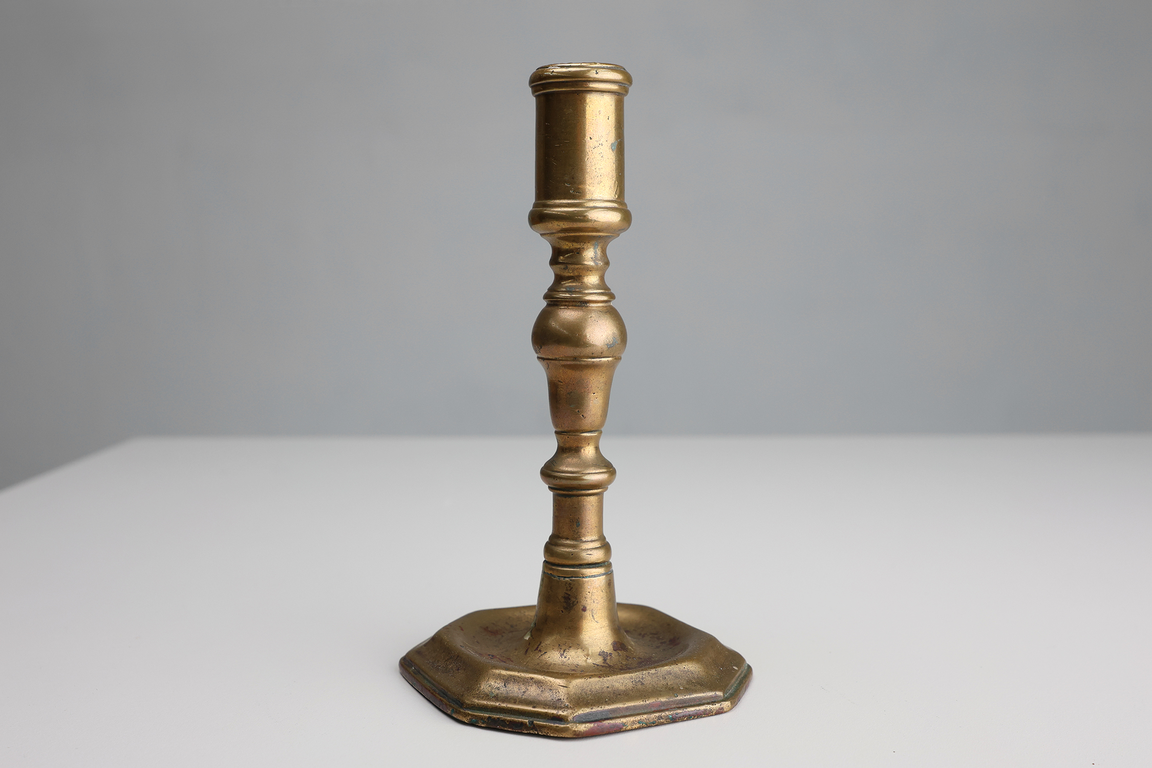 Antique French early 17th century haute epoque copper candlestick thumbnail